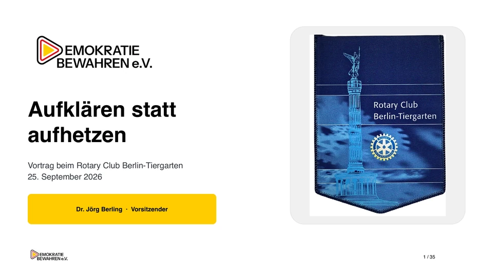 Folie 1: Aufklären statt aufhetzen