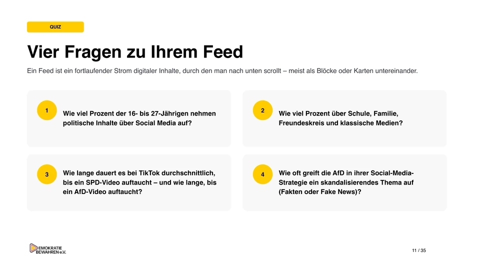 Folie 11: Vier Fragen zu Ihrem Feed